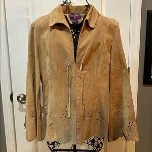 Suzanne Somers Tan Suede Blazer